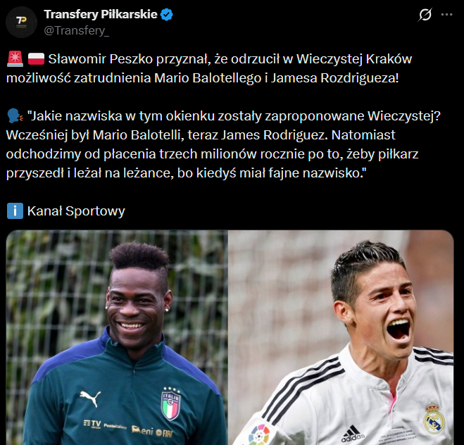 HIT! Balotelli i James byli... PROPONOWANI DO TEGO POLSKIEGO KLUBU!